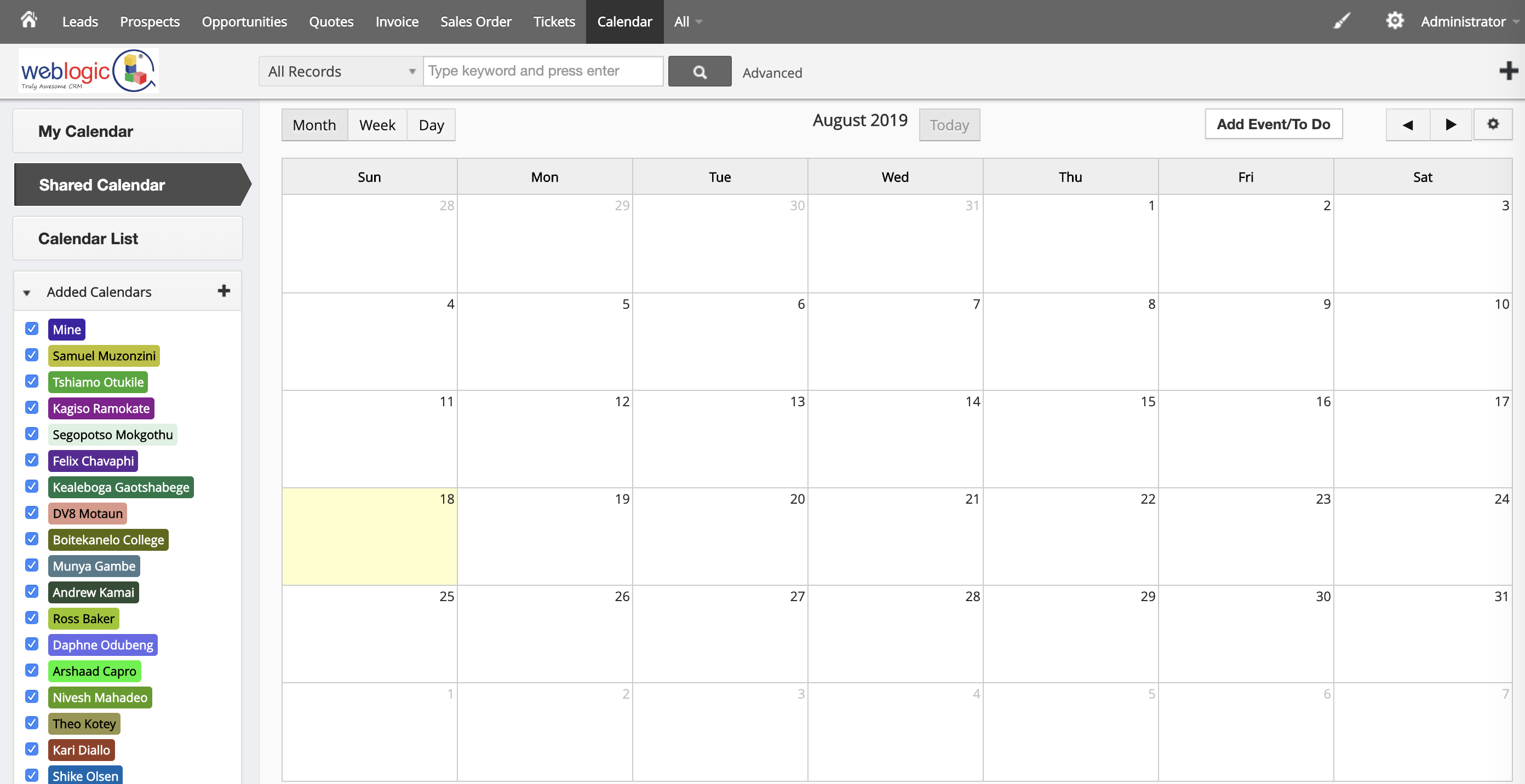 CRM Calendar